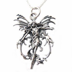 18" Winged Fantasy Fairy Necklace 925 Silver